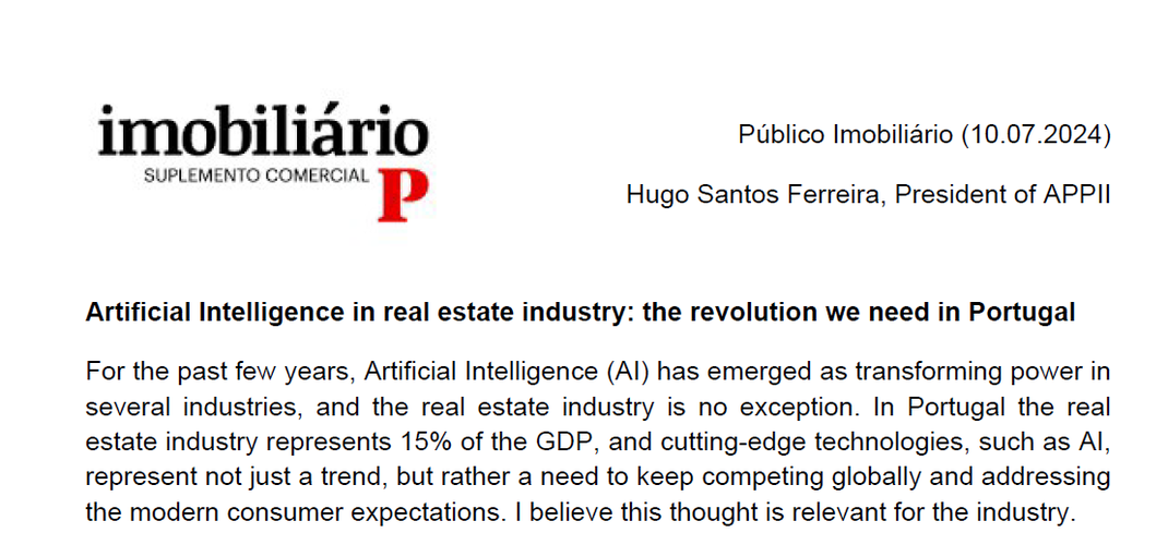 Artificial Intelligence in real estate industry: the revolution we need in Portugal