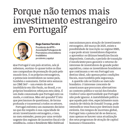 Porque não temos mais investimento estrangeiro em Portugal?