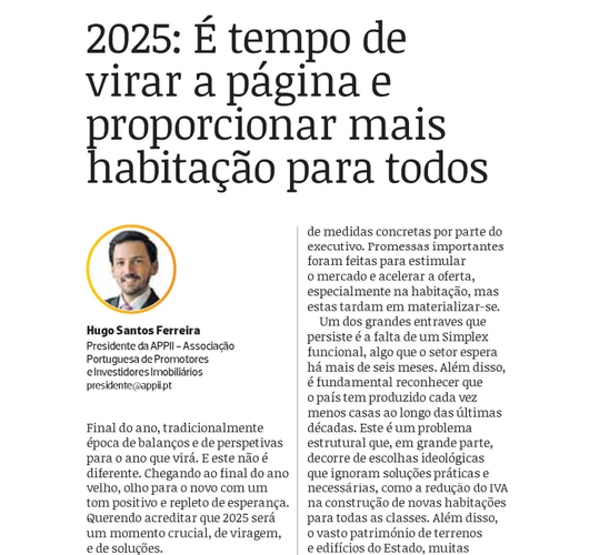 2025: É tempo de virar a página e proporcionar mais habitação para todos