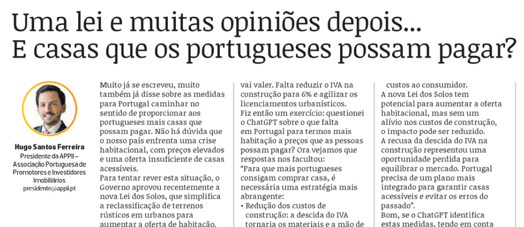 Uma lei e muitas opiniões depois... E casas que os portugueses possam pagar?