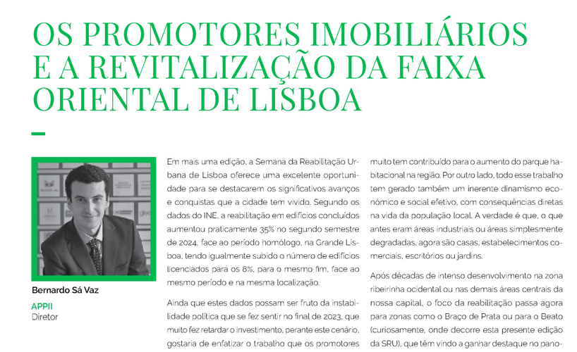 Os promotores imobiliários e a revitalização da faixa oriental de Lisboa