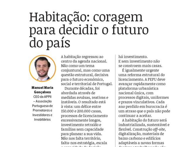Habitação: coragem para decidir o futuro do país