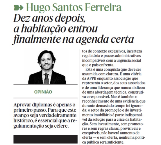 Dez anos depois, a habitação entrou finalmente na agenda certa