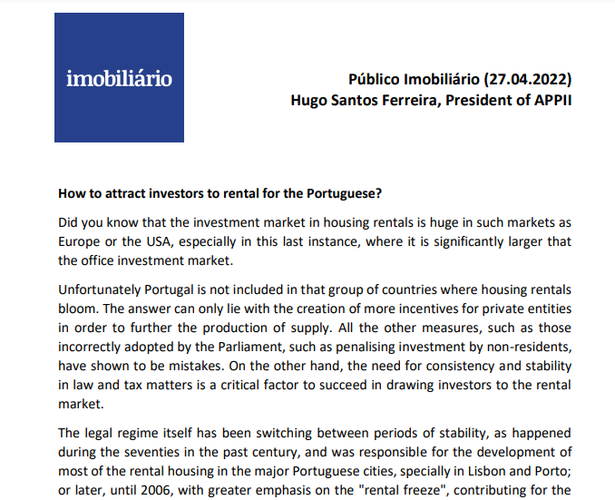 How to attract investors to rental for the Portuguese?