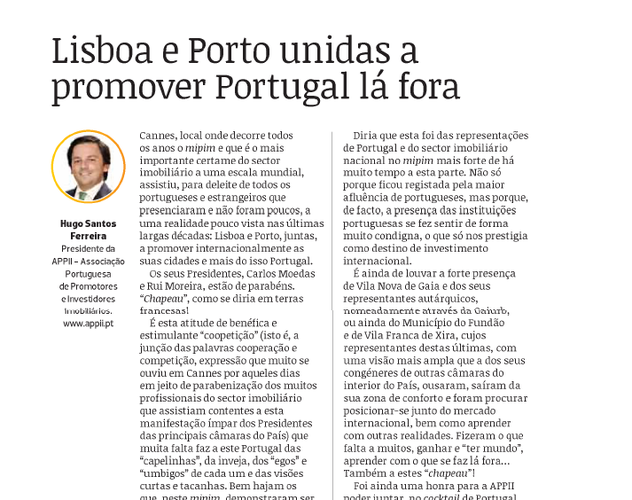 Lisboa e Porto unidas a promover Portugal lá fora