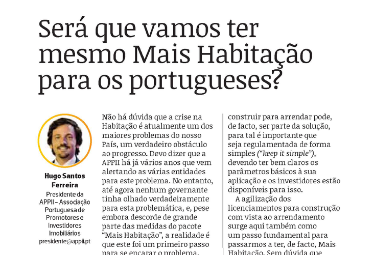 Será que vamos ter mesmo Mais Habitação para os portugueses?