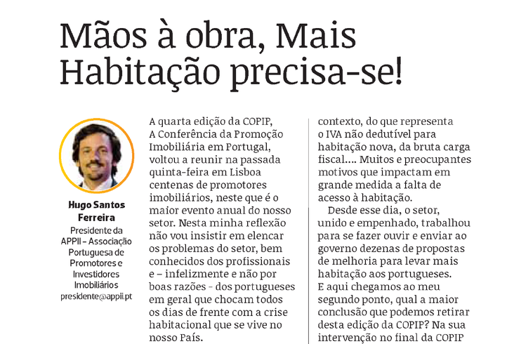 Mãos à obra, Mais Habitação precisa-se!